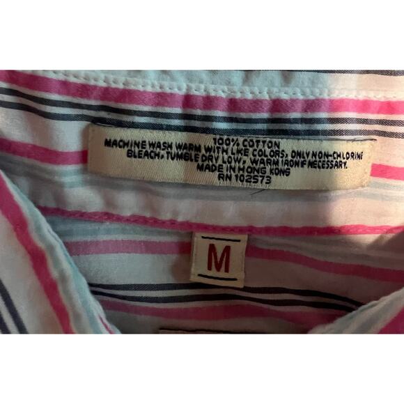 Hollister women’s White Pink Baby Blue fitted button down Medium - Picture 3 of 3